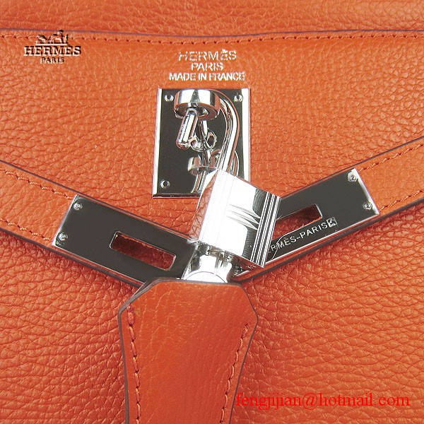 Hermes Kelly 32cm Togo Leather Bag Orange 6108 Silver Hardware Hermes Kelly 32cm Togo Leather Bag Orange 6108 Silver Hardware